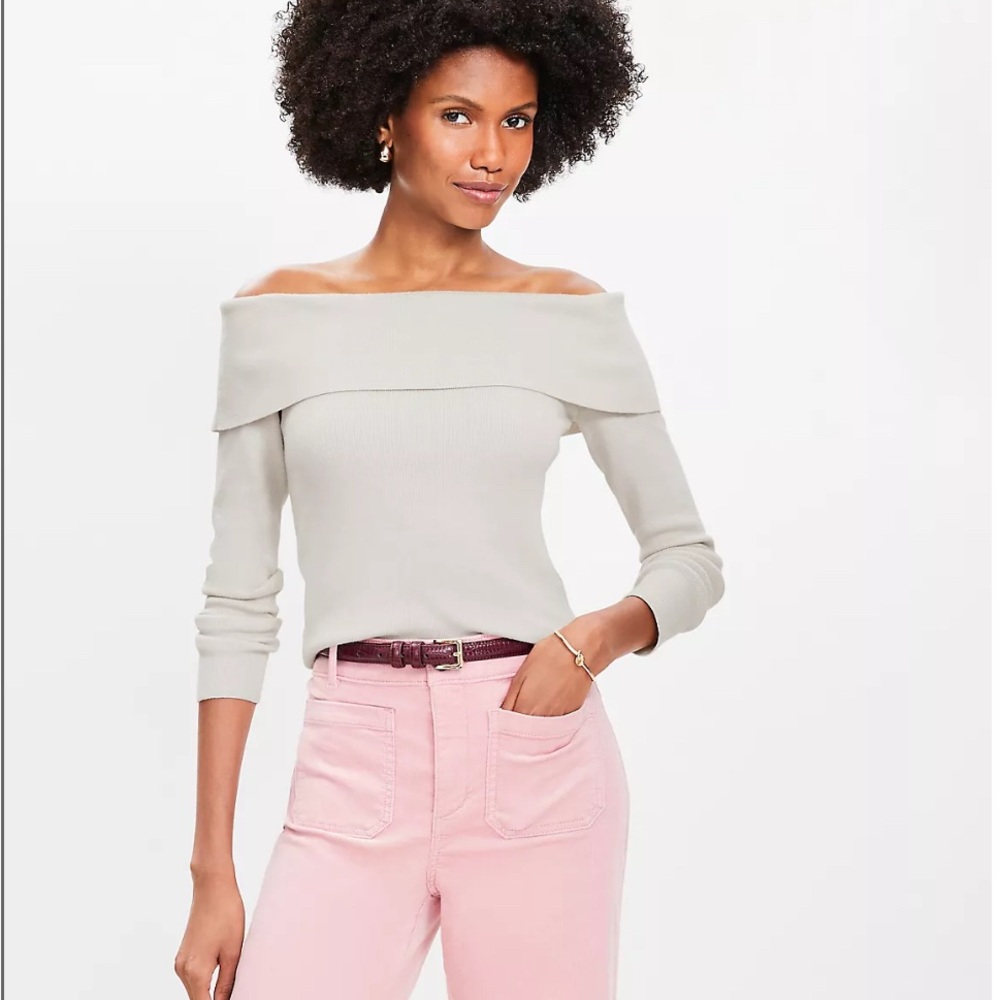 Loft Ribbed Off-Shoulder Sweater